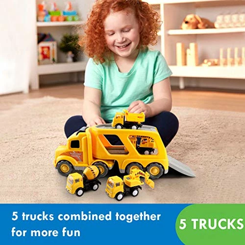 Best Sale ๐ Construction Truck Toys For 3 Years Old Boys Kids Toddlers, Vehicles Toy Set With Light And Sound, Large Transport Cargo Truck, Small Excavator, Crane, Mixer, Dumper Truck 5 In 1 Playset ๐คฉ 5 Best Sale ๐ Construction Truck Toys For 3 Years Old Boys Kids Toddlers, Vehicles Toy Set With Light And Sound, Large Transport Cargo Truck, Small Excavator, Crane, Mixer, Dumper Truck 5 In 1 Playset ๐คฉ - Image 3