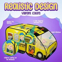 Hot Sale 💯 School Bus Pop-Up Kids Tent With Sound Play Button, Ball Pit For Toddler & Up - Easy Setup Kids Tent For Indoor & Outdoor, Daycare Playground Activities & Pretend Play, Great For Kids 👍 -Vehicles Online Shop 51WDDrr59iL