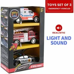 Deals 🤩 3-in-1 True Hero Emergency Rescue Vehicles Kids Toy Cars Playset - Ambulance, Fire Truck And Police Car With 3-Button LED Light And Sound Effec 🧨 -Vehicles Online Shop 51WS7bbhi7L