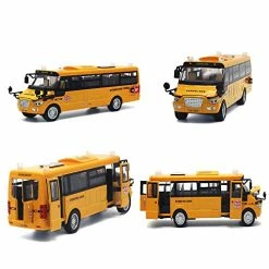 Promo π₯° 9" Yellow Pull Back School Bus Alloy Diecast Toy Vehicles With Lights Sounds And Openable Doors π