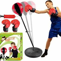 Wholesale โ Punching Bag For Kids And Adults Boxing Set With Adjustable Standing Base, Boxing Gloves, Hand Pump Red & Black ๐
