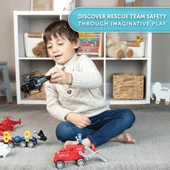 Budget 💯 LAY BRAINY Magnetic Emergency Vehicle Toy Set - 59Pcs Rescue Team & Car Toys For 3+ Year Old Boys & 👧 Girls For Safety & Disaster Management - Kids Toy Set With Fire Truck, Ambulance, Helicopter & More 😀 -Vehicles Online Shop 51XHv1pKgiL