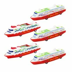 Hot Sale ⌛ 5Pcs Cruise Ship Model Toys Cruise Ship For Kids Sliding Ship Toys Cruise Ship Boat Model Desktop Decoration Ship Model Educational Toys, Random Style 🔔
