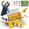 Flash Sale ✨ Toddler Airplane Toys For 2 3 4 5 Year Old Boys & 👧 Girls, Kids Toys Plane With Lights And Sounds, Transport Cargo Airplane With 4 Construction Cars Yellow 😍 -Vehicles Online Shop 51XOqwhiNBL