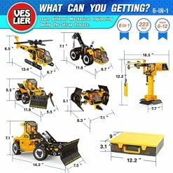 Promo 💯 STEM Toys For 5 6 7 8 Years Old Boys, Learning Toy Can Building Construction Bulldozer Truck Tower Crane Helicopter Snowplow Space Ship, Engineering Vehicle For Kids 🎂 Birthday Gift Age 4-8 Boy 🎉 -Vehicles Online Shop 51Y22HV6DQL