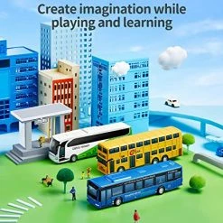 Budget 👍 EYIIE Bus Toys Cars Set, Kids Die-Cast Metal Cars For Boy 3-8 Years Old , Pull Back Car City Bus 1:80 Scale Double Decker London Vehicles, Friction Powered Cars Play Toys Gift, 4 Pack ✨ -Vehicles Online Shop 51YjqMczhSL