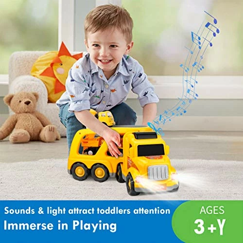 Best Sale ๐ Construction Truck Toys For 3 Years Old Boys Kids Toddlers, Vehicles Toy Set With Light And Sound, Large Transport Cargo Truck, Small Excavator, Crane, Mixer, Dumper Truck 5 In 1 Playset ๐คฉ 4 Best Sale ๐ Construction Truck Toys For 3 Years Old Boys Kids Toddlers, Vehicles Toy Set With Light And Sound, Large Transport Cargo Truck, Small Excavator, Crane, Mixer, Dumper Truck 5 In 1 Playset ๐คฉ - Image 2