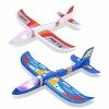 Hot Sale 🔔 Airplane Toy 2 Pack LED Foam Airplane For Kids Large Throwing Foam Plane 2 Flight Mode Glider Plane Flying Toys With 2 Sticker Styrofoam Airplanes For Boys&Girls Age 3 Or Above Best Gif ✔️
