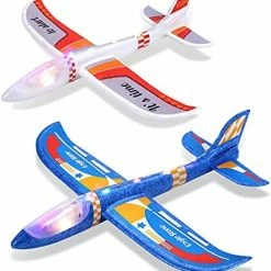 Hot Sale 🔔 Airplane Toy 2 Pack LED Foam Airplane For Kids Large Throwing Foam Plane 2 Flight Mode Glider Plane Flying Toys With 2 Sticker Styrofoam Airplanes For Boys&Girls Age 3 Or Above Best Gif ✔️ -Vehicles Online Shop 51YutYnYK2L. AC
