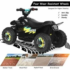 Wholesale 😍 FFlyer 6V Ride On ATV, 4-Wheeled Beach Ride On Car, Battery Powered Kids ATV W/ 2 Speeds, Forward/ Reverse Switch, Anti-Slip Wheels, Motorized Ride On Toy, Mini Quad ATV For Toddlers (Black) 🌟 -Vehicles Online Shop 51ZpnQgUpyL