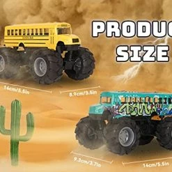 Budget 🤩 School Bus Monster Truck Toy - 2 Pack Set Die Cast Yellow School Bus Toy, Pull Back Car Toys, Big Wheel Monster Truck Play Vehicles Gifts For Toddlers, Kids, Boys 😉 -Vehicles Online Shop 51ZwGOzXJkL