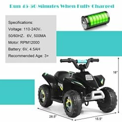 Wholesale 😍 FFlyer 6V Ride On ATV, 4-Wheeled Beach Ride On Car, Battery Powered Kids ATV W/ 2 Speeds, Forward/ Reverse Switch, Anti-Slip Wheels, Motorized Ride On Toy, Mini Quad ATV For Toddlers (Black) 🌟 -Vehicles Online Shop 51aIt978yiL