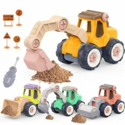 Best deal 🛒 8 Pack STEM Construction Truck Toys For 3-5 Years Old Boys, Take Apart Sand Toys For Toddlers Age 3-5, Excavator Beach Toys Construction Vehicles For 🎁 Christmas Stocking Stuffers, 🎂 Birthday Gif 😉