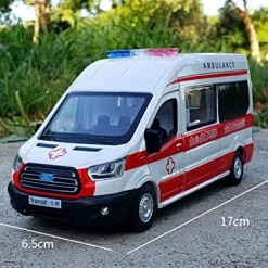 Promo ⭐ Simulation Alloy Die Cast Mini Car Model Toy Cars 1:34 For Ford Transit Alloy Ambulance Vehicles Car Diecast Toy Broadcast Car Model Sound And Light Kids Gifts ( Color : Ambulance ) 😉