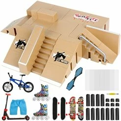 Best deal ⭐ Fingerboard Skate Park Kit 18PCS,Fingerboard Ramps 8PCS And 10PCS Mini Finger Toys Finger Skateboards Swing Board Finger Bike Scooter Roller Skates Fingerboard Skatepark Ramp Kit For Kids Gift 🔥