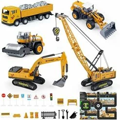 Top 10 😀 Construction Truck Vehicle Set For Kids, Die Cast Car Toy Playset With Map, Road Signs, Crane, Excavator, Wheel Loader, Road Roller With 2 Interchangeable Parts Forklift And Snow Plow 🎉 -Vehicles Online Shop 51aozvwb3 L. AC