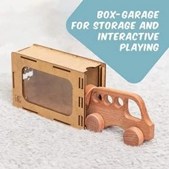 Best deal 🤩 Ames Wooden Toy Bus With Garage Natural Wood Eco-Friendly Toys For Children Woody Durable Unpainted Toys 🎉 -Vehicles Online Shop 51bTrp9GMmL