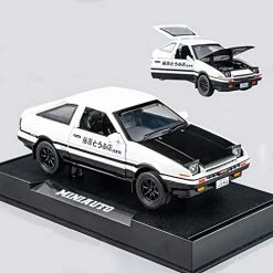 Budget 💯 Initial D Toyota Trueno AE86 Alloy Diecast Car Model, Sports Car Toys For Kids And Adults ,Pull Back Vehicles Toy Cars (Black-Type A) Black-type A (with Basement,headlights On) 🥰