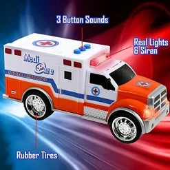 Deals 🤩 3-in-1 True Hero Emergency Rescue Vehicles Kids Toy Cars Playset - Ambulance, Fire Truck And Police Car With 3-Button LED Light And Sound Effec 🧨 -Vehicles Online Shop 51cXpmyj7AL