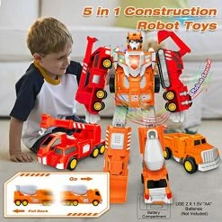 Budget 🥰 Kids Toys Car Transform Toy: Toys For 5 Year Old Boys | Robot Toys For 3 4 5 6 7 Year Old Boys 👧 Girls | 5 In 1 STEM Building Toys For Kids Age 4-8 | Construction Trucks Toddler Toys 🎂 Birthday Boy Gifts ✨ -Vehicles Online Shop 51d8NY02t5L