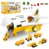 Flash Sale 👏 Airplane Toy With Construction Toy Cars Set, Transport Cargo Airplane With Lights And Sounds, 6 Mini Car Toys & 11 Road Signs, Toy Airplane Gifts For 3 4 5 6+ Years Old Kids Boys And 👧 Girls 🥰 -Vehicles Online Shop 51dLuQldMvL