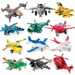 Best Pirce 🎉 Set Of 12 Pull Back Airplanes Vehicle Playset - Variety Pack Of Helicopters, Stealth Bombers, Fighter Jets, Aircraft, Planes And More! 🌟