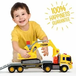 Top 10 🛒 Flatbed Truck W/ Excavator Tractor - Push And Go Realistic Friction Construction Toy For Kids With Lights And Sound 🧨 -Vehicles Online Shop 51dj7EIY3PL