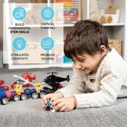 Budget 💯 LAY BRAINY Magnetic Emergency Vehicle Toy Set - 59Pcs Rescue Team & Car Toys For 3+ Year Old Boys & 👧 Girls For Safety & Disaster Management - Kids Toy Set With Fire Truck, Ambulance, Helicopter & More 😀 -Vehicles Online Shop 51eVDMnXauL