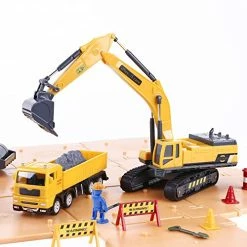 Hot Sale ⌛ Construction Site Vehicles Toy Set, Kids Engineering Playset, Tractor, Digger, Crane, Dump Trucks, Excavator, Cement, Steamroller, 🥳 Birthday Gift For 3 4 5 Year Old Toddlers Boys Child ✨ -Vehicles Online Shop 51erEyuoUIL