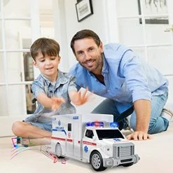 Promo 😍 Ambulance Toys For Kids 3-12 Years Old, Electric Ambulance Toys - With Bright Flashing 4D Lights And Real Sounds For Boys & Girl Ages 3+ Miracle Gift Toy (White) (HC034) 🌟 -Vehicles Online Shop 51fhPU2xuNL