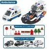 Coupon 🔔 Ambulance Toy For Kids, Police Car Toy In 2 Modes - Car Mode Or Track Mode, Car Garage Toys With 4 Die Cast Mini Cars 👏
