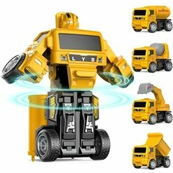 Deals 🎁 Construction Toys For 3 4 5 6 Year Old Boys, Transform Robot Kids Toys, Friction Powered Toy Trucks Vehicles Toddler Toys Cars Gifts For Boys Kids Aged 3+ (Set Of 4) Yellow 👏