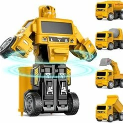 Deals 🎁 Construction Toys For 3 4 5 6 Year Old Boys, Transform Robot Kids Toys, Friction Powered Toy Trucks Vehicles Toddler Toys Cars Gifts For Boys Kids Aged 3+ (Set Of 4) Yellow 👏 -Vehicles Online Shop 51g6qxAkLZL. AC