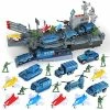 Discount ❤️ Aruemp 33 PCs Aircraft Carrier Playset, 16 Inch Aircraft Carrier Toy With Die-cast Military Vehicles, Jets, Soldier Men And Accessories, Battleship Toys For Boys ✨