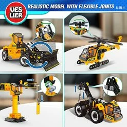Promo 💯 STEM Toys For 5 6 7 8 Years Old Boys, Learning Toy Can Building Construction Bulldozer Truck Tower Crane Helicopter Snowplow Space Ship, Engineering Vehicle For Kids 🎂 Birthday Gift Age 4-8 Boy 🎉 -Vehicles Online Shop 51gzioDbSjL