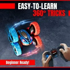 Deals ❤️ Crawler 6 Remote Control Car For Kids - 6 Wheeled RC Car Double Sided Driving With LEDs, 360 Flips, All Terrain RC Crawler Wheels, And 2.4 GHZ Remote Control, Red/Blu 😍 -Vehicles Online Shop 51h82GQJLtL