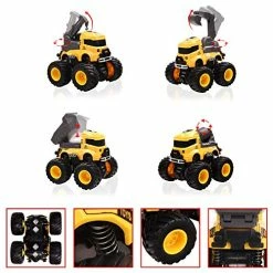 Best Pirce 🔥 ONANDY Construction Truck Toy Push And Go Car Toys For Boys And 👧 Girls, Friction Powered Toy Car Set Include Crane Mixer Excavator Dump Truck, Party Supplies For Toddlers Kids Ages 3+ Orange 😍