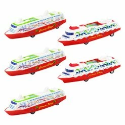 Budget ⌛ Cruise Ship Model Toy 5Pcs Plastic Cruise Ship Toy Cruise Ship Boat Toy Pull Back Ship Toys For Kids ⌛