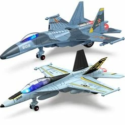Best Sale 👍 Airplane Toy For Boys, Geyiie Metal Plane Vehicle Playset, Mini Airplanes With Light, Pull Back Fighter Toy For Boys Toddler Kids 3 4 5 6 Years Old Smoky Gra 🌟