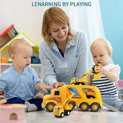 Wholesale 🛒 Construction Truck Toys For 3 4 5 6 Years Old Toddlers Kids Boys And 👧 Girls, Car Toy Set With Sound And Light, Play Vehicles In Friction Powered Carrier Truck, Small Crane Mixer Dump Excavator T 👍 -Vehicles Online Shop 51jfgJetLBL