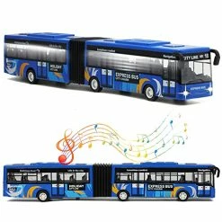 Best Pirce 😀 City Bus Toy For Kids, Die Cast Alloy Pull Back Vehicles, Metro Articulated Electric Bus With Sounds And Lights, Model Cars Toys Educational Gift For Kids Boys 👧 Girls Ages 3+ Blu 👏