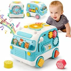 Best Sale ✔️ Baby Musical Bus Toys, Busy Crawling Learning Cube Baby Toys 6 9 12 18 Months Car Toys With Light & Music Toddler 1-3 Infants Toys Development Educational Sensory Boy Girl For 1 2 3 Year Old Toy Gift 🤩