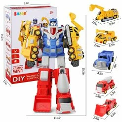 Cheapest 🎉 Toys For 3 4 5 6 7 Year Old Boys - Construction Vehicles Transform Robot Kids Toys, STEM Building Toddler Toys For Kids Ages 4-8 W/ Pull-Back Toys, 5-in-1 Trucks Gifts For Boys 👧 Girls ✨ -Vehicles Online Shop 51lB2dgsBAL