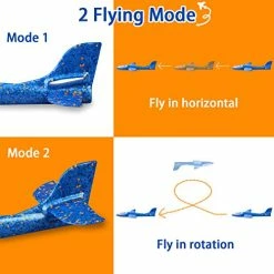 New 🌟 2 Pack LED Light Airplane,17.5" Large Throwing Foam Plane,2 Flight Mode Glider Plane,Flying Toy For Kids,Gifts For 3 4 5 6 7 8 9 Years Old Boy,Outdoor Sport Toys 🥳 Birthday Party Favors Foam Airplane 🎁 -Vehicles Online Shop 51m3k2PvlkL
