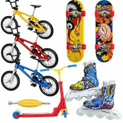 Brand new ✨ Mini Finger Toys Set, Finger Bike Finger Skateboard Fingertip Movement Set Tiny Swing Board Fingertip Movement Party (9 PCS Set) ⌛