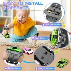 Hot Sale 👏 2022 New Mini Remote Control Car ⌚ Watch Toys, 2.4 GHz Cartoon RC ⌚ Watch Racing Car, USB Charging Remote Control Car, TikTok ⌚ Watch Car Hand Controlled ⌚ Watch RC Car For Boys 👧 Girls 🎂 Birthday Gift, Green Pink ⌚ Watch Remote Control Car ✨ -Vehicles Online Shop 51nafSZUQiL