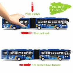 Best Pirce 😀 City Bus Toy For Kids, Die Cast Alloy Pull Back Vehicles, Metro Articulated Electric Bus With Sounds And Lights, Model Cars Toys Educational Gift For Kids Boys 👧 Girls Ages 3+ Blu 👏 -Vehicles Online Shop 51oMU9875NL