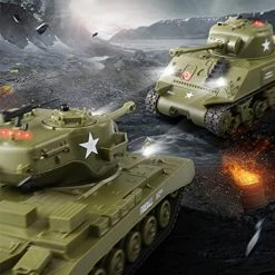 Deals 💯 RC Tank M26 Pershing Military Truck Vehicles RC Car Remote Controlled Military Battle Tank Toy 320° Rotational Realistic Sounds Great Gift For Kids Boys (Dark Green) 💯