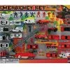 Buy 🧨 Diecast Emergency Toys Playset – Includes Play Mat, Cops And Firefighter Figures, Ambulance, Police Cars, Fire Truck, Cones, Vehicles - 46 Pieces ✨