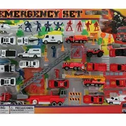 Buy 🧨 Diecast Emergency Toys Playset – Includes Play Mat, Cops And Firefighter Figures, Ambulance, Police Cars, Fire Truck, Cones, Vehicles - 46 Pieces ✨